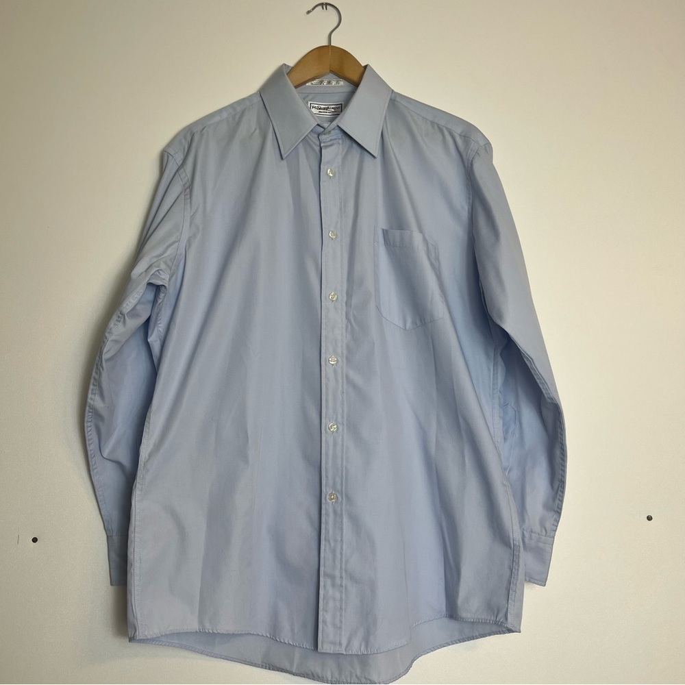 Yves Saint Lauren Blue Button Down Dress Shirt Size 16 1/2  32-33